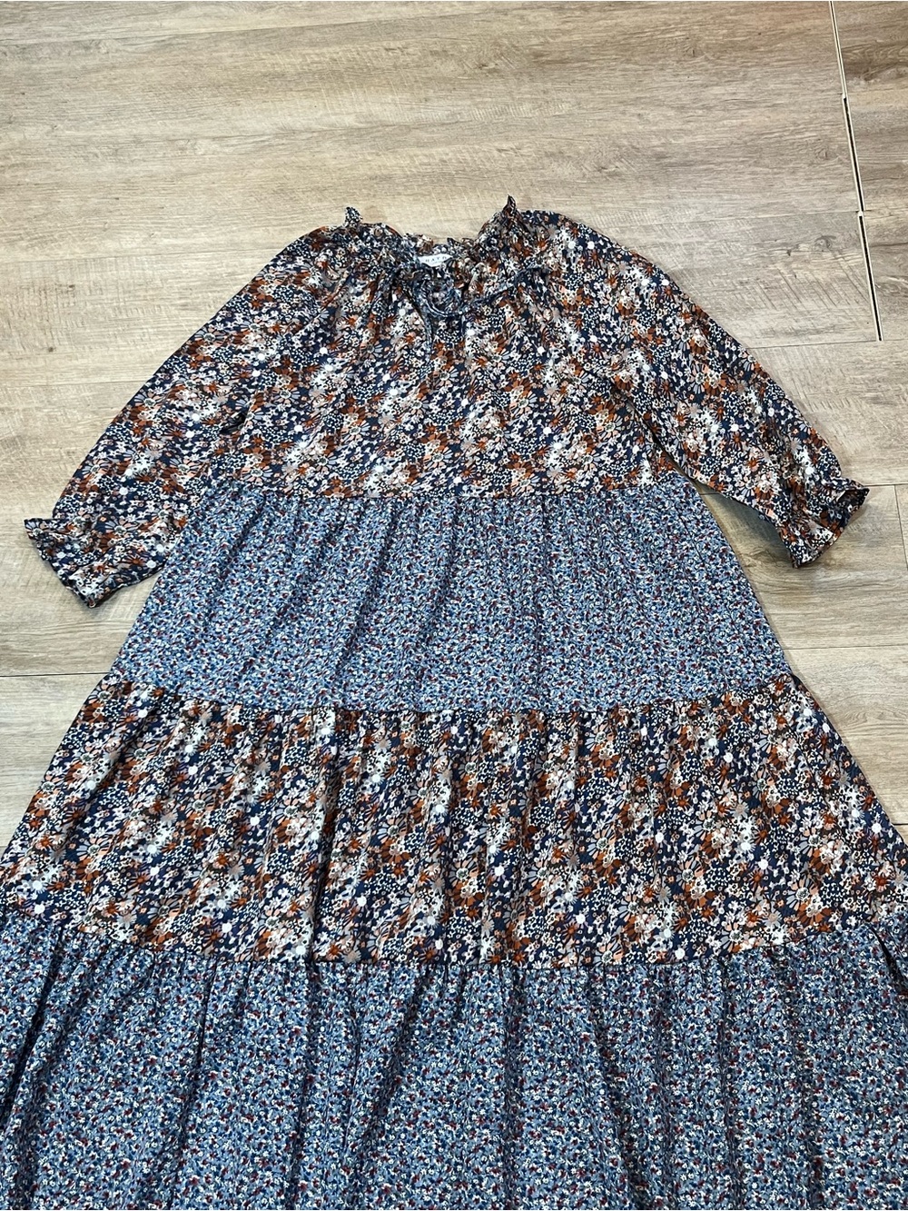 Hayden Patchwork Floral Tiered Maxi Dress Size Medium - Picture 4 of 8